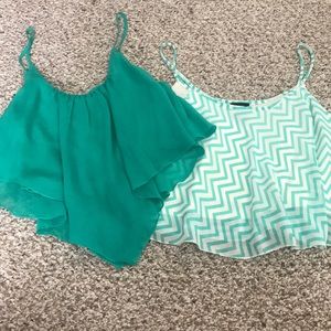 Teal crop tops